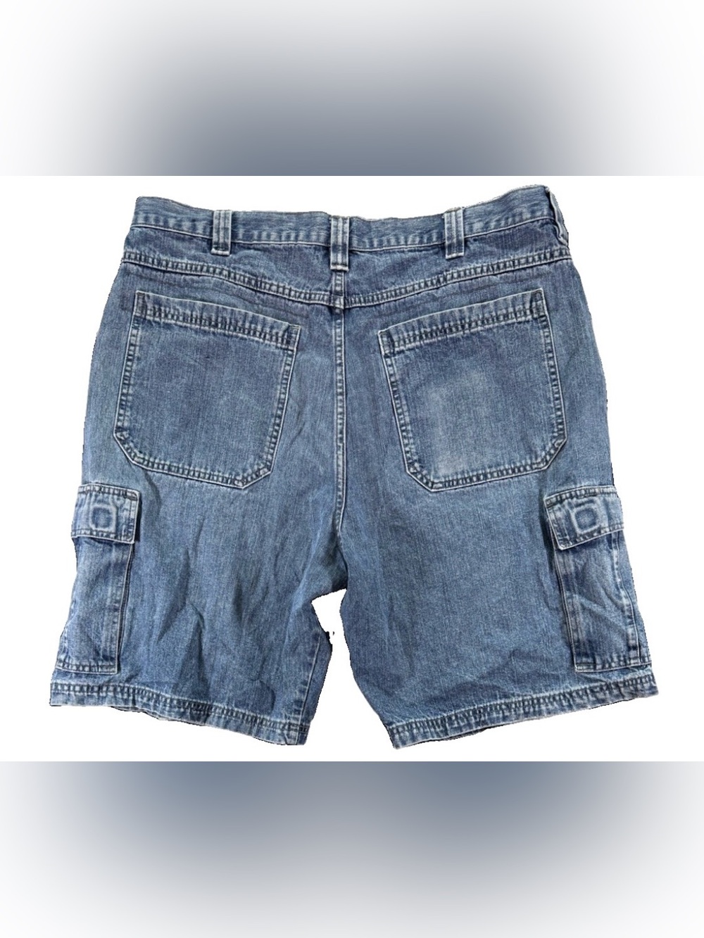 Wrangler Jean Cargo Shorts Men's 36 Denim Blue Y2K Baggy Pockets Utility Jorts
